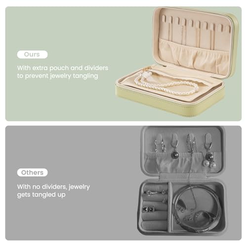 Travel Jewelry Case for Women Girls (Green / Medium (8.46"W*5.71"D*2.17"H))