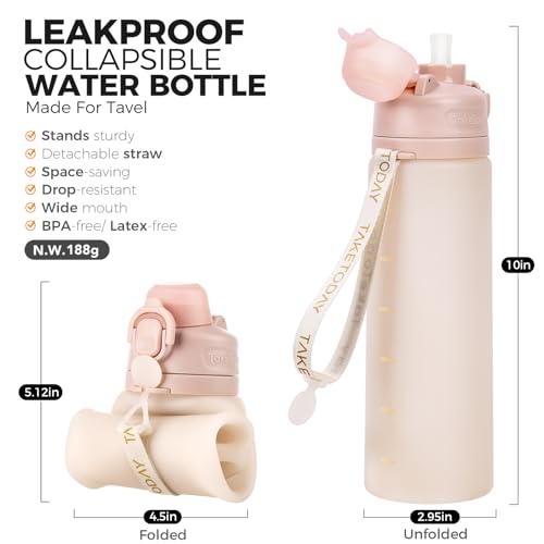 Collapsible Water Bottles with Straw for Travel (Desert Sand)
