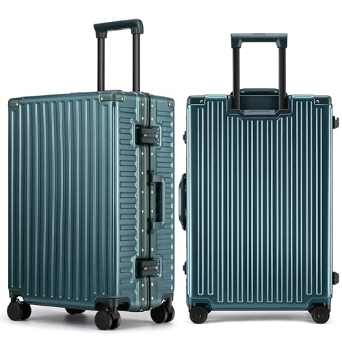 22 Inch Medium Checked Zipperless Luggage Hardshell Suitcases Green (Green / 22 Inch Checked Luggage)