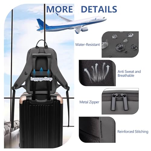 Business Backpack for Men Lightweight Commute Laptop Backpack Anti (17.3" / Classic / Grey)