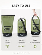 Dry Bag Waterproof Backpack with Phone Pouch 5L (Olive Green / 5L)