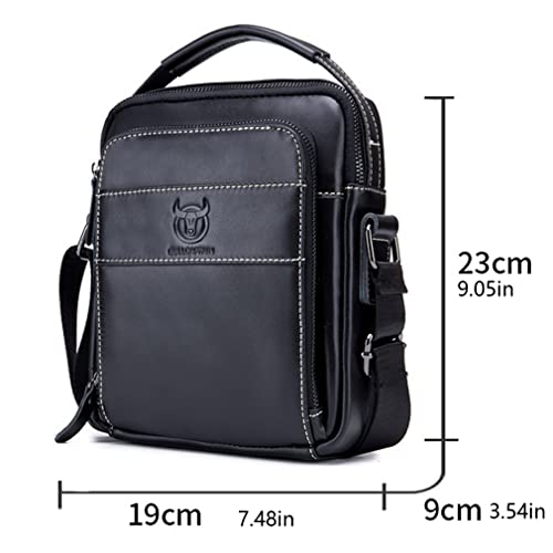 Genuine Leather Shoulder Bag for Men Messenger Briefcase CrossBody Handbag Satchel Pack Travel Work Everyday bag Black (03-black)