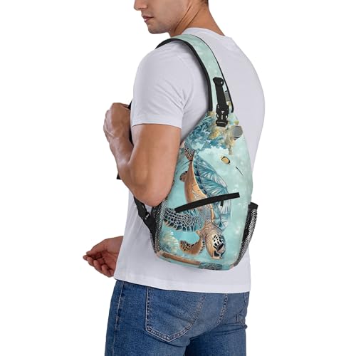 Sling Bag Turtle Sea Coral Ocean Hiking Daypack Crossbody Shoulder Backpack Travel Chest Pack for Men Women (B0161)