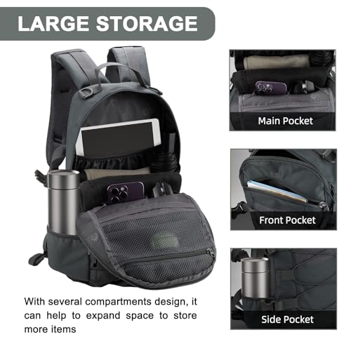 25L Hiking Backpack Small Tactical Backpack Daypack Camping Trekking Hunting Molle Pack for Men Women (Grey)