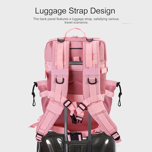 Military Tactical Backpack for Men and Women 45L Army 3 Days Assault Pack Bag Large Rucksack with Shoe Compartment (1.7 Pink)