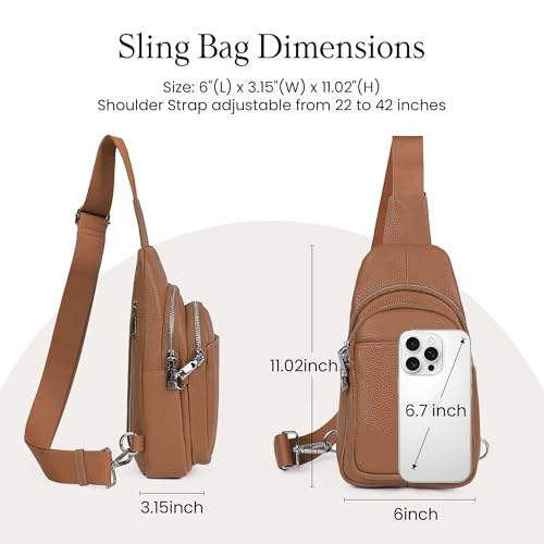 Genuine Leather Crossbody Bags for Women Anti Theft Travel Sling Bag (Brown02)