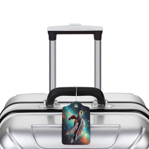 Sea Turtle Leather Luggage Tag with Stainless Steel Ring (2 PCS / Sea Turtle)
