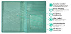 Personalized Monogrammed Turquoise Leather RFID Passport Wallet (Turquoise / Minimalist)