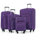 4 Piece Expandable Luggage Set (Softside Luggage(22/26/30) / Purple+18IN)