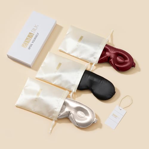 Adjustable 3D 22 Momme 100% Mulberry Silk Sleep Mask (Burgundy / 1 Count (Pack of 1))