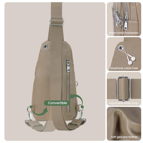 Genuine Leather Small Crossbody Bags for Women Anti (Taupe)