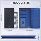 Leather Checkbook Cover Wallet for Men with RFID Blocking (Black+Blue)
