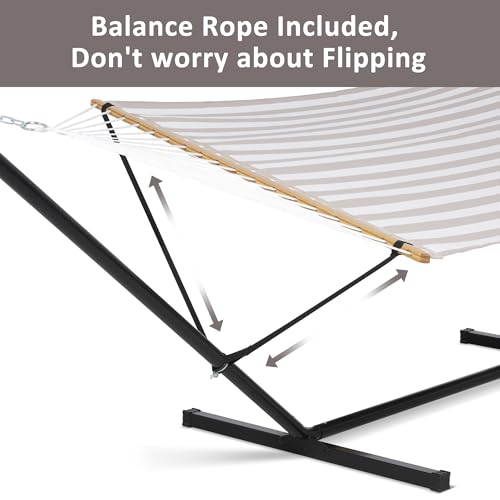 Outdoor Portable Hammock with Stand (78.7 x 55.1 in, Hammock with 144 in Stand / Light Gray)