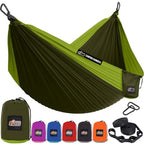 Travel Camping Hammock (Dark Green/Light Green / Single (9' x 4.5'))
