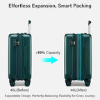 Carry On Luggage 22x14x9 Airline Approved Hardside 20 Inch Suitcase (Blackish Green / 20 Inch EXT)
