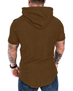 Mens Fashion Hoodies Sport Pullover Solid Color Shirt Workout Lightweight Tops Brown (Small / Brown1)
