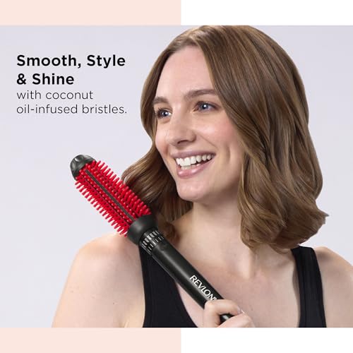 SmoothStay Coconut Oil Infused 1" Heated Styling Brush (1 Count (Pack of 1) / Black/Red)