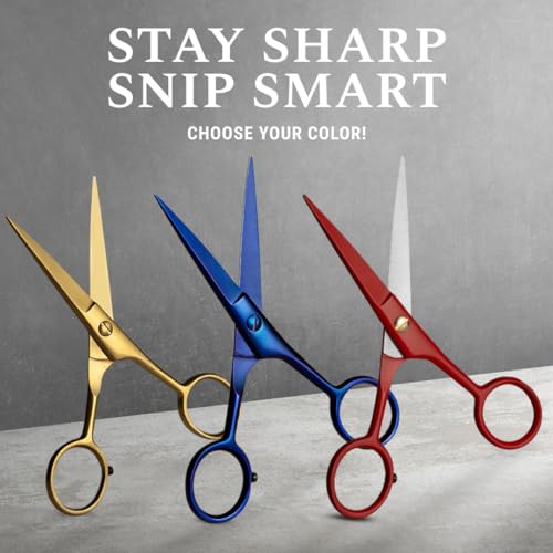 5" Beard & Mustache Scissor with Combs for Men (Golden Brass)