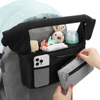 Universal Stroller Organizer with Insulated Cup Holder (Black, Grey Pocket / Classic Organizer)
