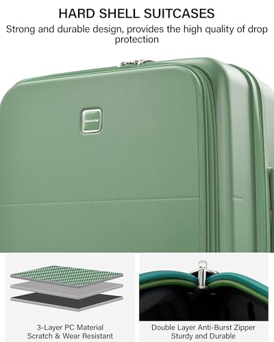 24 Inch Expandable Checked Luggage (Forest Green / 24 Inch EXT)