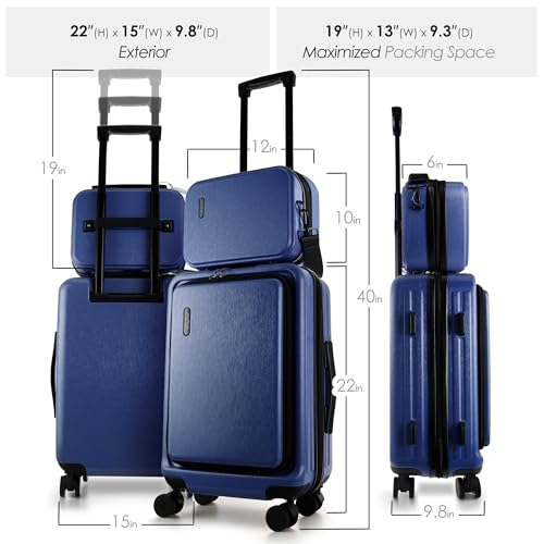 20 Inch Carry On Luggage 22x14x9 Airline Approved Suitcase (Carry-on 20 Inch / Navy)
