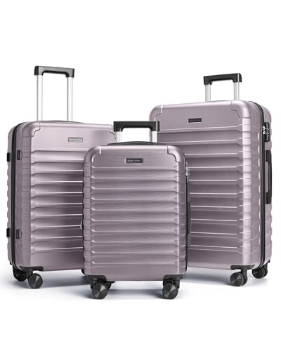 Luggage Sets 3 Pcs Suitcase with Wheel (Rose Purple / 3-Piece Set-20 Inch/24 Inch/28 Inch)
