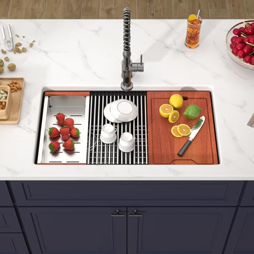 33 Inch Black Undermount Granite Composite Kitchen Sink (Black-50/50 / Undermount)