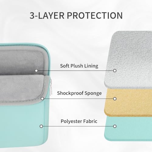 RAINYEAR 13.3 Inch Laptop Sleeve Padded Case Cover with Pocket (13.3-14 inch / Mint Green)