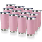 20oz Stainless Steel Tumbler Bulk with Lid (12 Count (Pack of 1) / Pink)