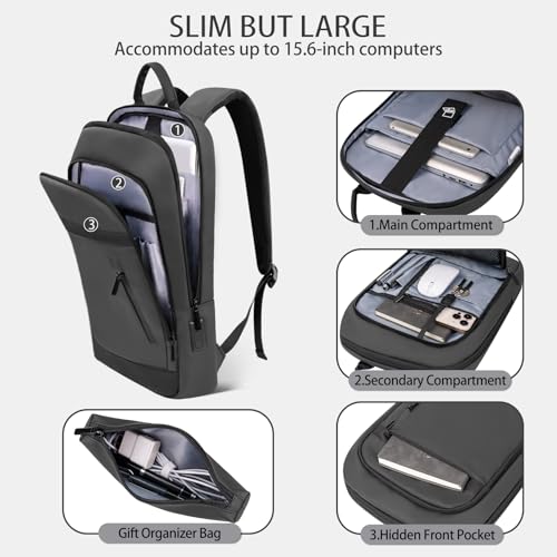 Business Backpack for Men Lightweight Commute Laptop Backpack Anti (17.3" / Classic / Grey)