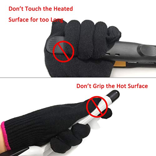 Heat Resistant Gloves for Hair Styling (2 Piece Black)