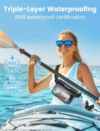 IPX8 Floating Waterproof Fanny Pack Holds Phone (Black&Pink)