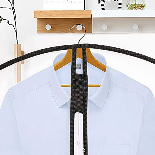 12 Pack Breathable Clothes Covers with Zip (12Pcs-Black Edge / 32" 40" 48" / 12Pcs)