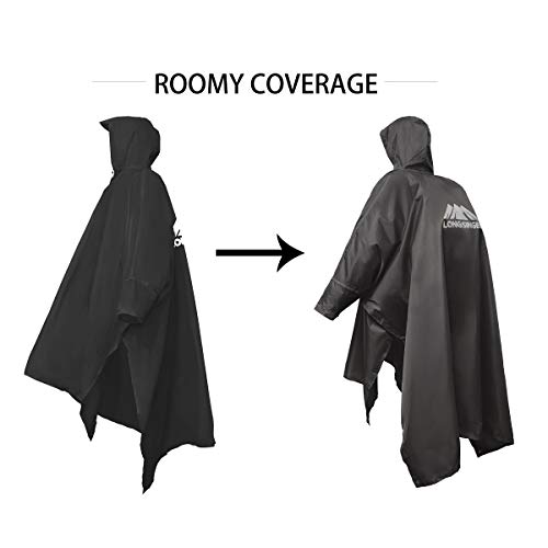 Rain Ponchos for Adults (Large Tall / Navy Blue)