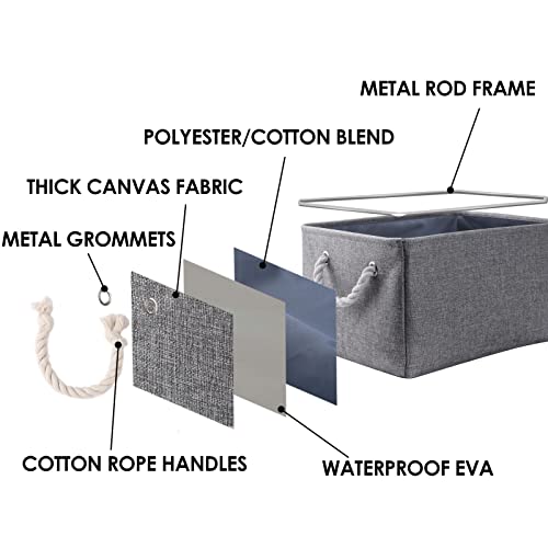 Storage Bins 3PCS Fabric Storage Baskets for Organizing Shelves (Grey / 3PCS/Large - 15.7Lx11.8Wx8.3H)