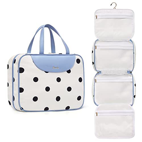 Toiletry bag for Women Hanging Travel Toiletry Bag for Toiletries Polka Dots Pattern Toilery Organizer with Hanging Hook Ideal for Full Sized Toiletries and Cosmetics (Polka dot)