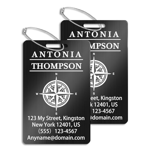 Personalized Metal Luggage Tags (Horizontal Black)