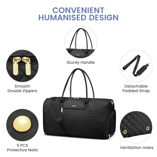 Women Weekender Travel Duffle Bag (26-Black Basic - 3 PCS / Large)