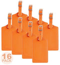16 Pack Luggage Tags Faux Leather for Suitcases Travel Bag Labels with Protection Cover ID (Orange)