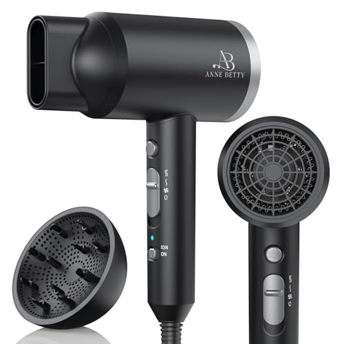Ionic Hair Dryer with Diffuser (Sliver/Matte Black)