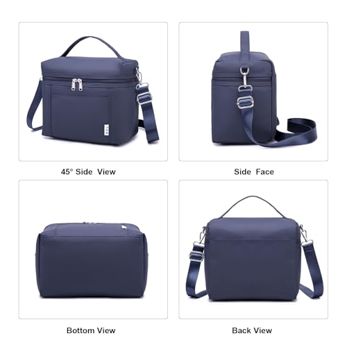 NOL Insulated Lunch Bags for Women Cooler Bag Lightweight Nylon Waterproof Lunch Box for Work Small Navy Blue 4L (Navy Blue / Small (4 Liters))