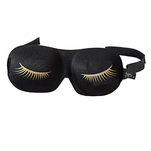 Ultralight & Comfortable Contoured Sleep Eye Mask (Gold Eyelash)
