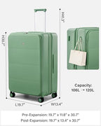 Expandable Large Checked Luggage (Forest Green / 28 Inch EXT)