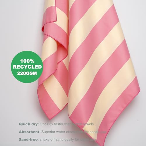 Microfiber Beach Towel Sand (U-sorbet Stripe / Extra Large(67x35"))