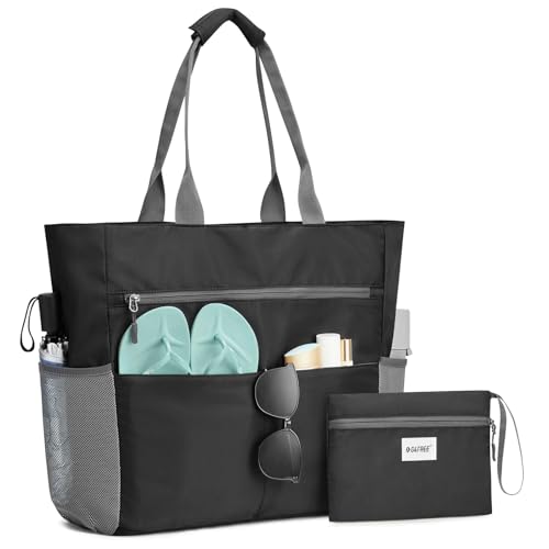 Beach Bag Waterproof Sandproof Large Capacity Foldable for Women (50L / Black)