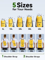 Waterproof Dry Bag Backpack with Zippered Pocket (Yellow / 5L)