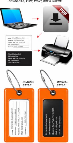 TUFFTAAG Luggage Tags (Orange 6pk / 6 Pack)