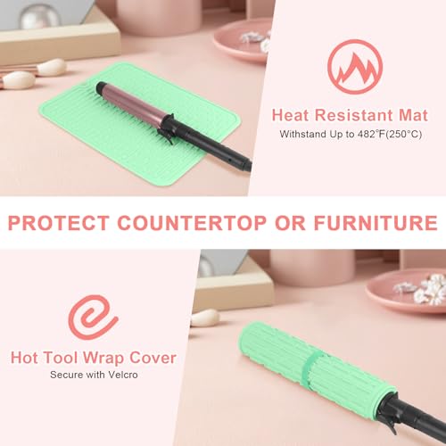 Oversize Silicone Heat Resistant Mat for Hair Tools (Green)