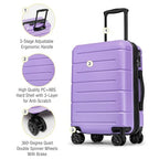 Carry On Luggage 22x14x9 Airline Approved with TSA Lock Hardshell Expandable 20 Inch Suitcase Carry On Suitcase with Wheels Small Travel Rolling Luggage with Cup Holder for Women Lt Purple (Lt Purple / Expandable Carry-On 20-Inch)