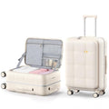 24 Inch Checked Luggage Hardside Suitcase Top Opening Suitcases (24 Inch / Cream)